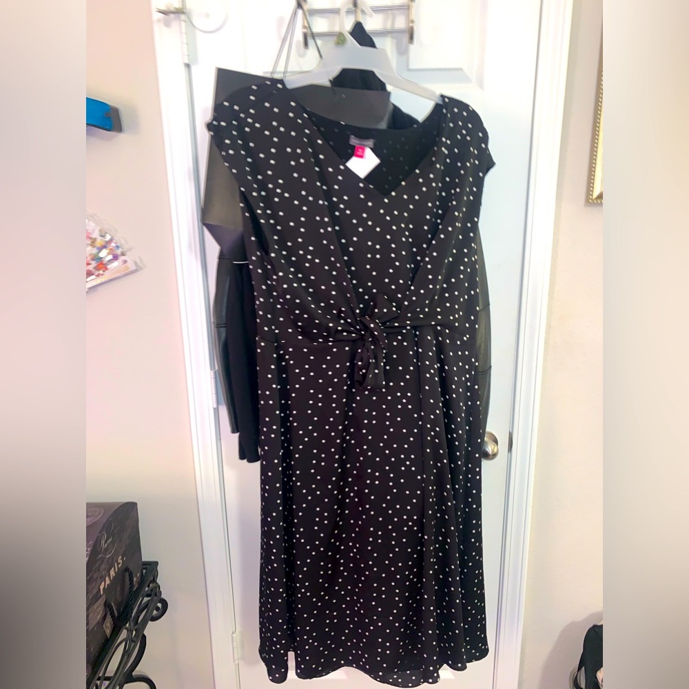Vince Camuto Black and White Polka Dot Dress XXL